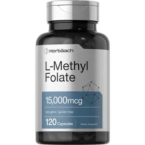 Horbäach L Methylfolate 15000 mcg | 120 Capsules | 15mg Methyl Folate | 5-MTHF | Non-GMO, Gluten Free Supplement