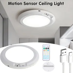 USB Rechargeable Smart LED Ceiling Light, Human Sensor Lighting, 3 Color Temperature Options (3000K/4000K/6000K), Remote Control, Dimmable, Timer Function, Magnetic Wireless Ceiling Light for Bathroom, Living Room, Hallway, Pantry & Porch