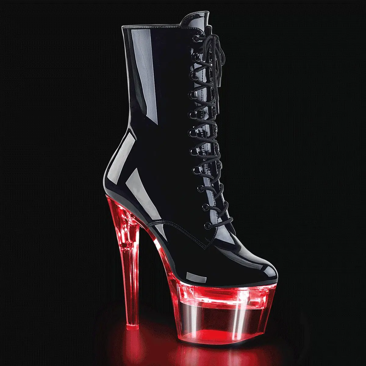 Pleaser Flashdance-1020-7 Women's High Heel Ankle Length Evening Platform Boot - Footwear with Zip, LED Lights, Statement Shoes, Light-Up Boot, Side Zip, Party, Platform Heels, High Heels