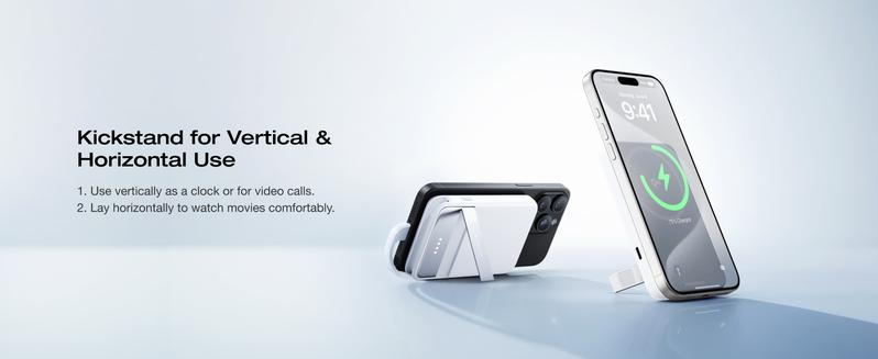 EF ECOFLOW Rapid Power Bank, 5000mAh Qi2 Certified Wireless Magnetic Portable Charger, 30W Max Fast Charging Battery Pack with Built-in USB-C Cable & Stand for iPhone16/15/14/13/12 Series Only