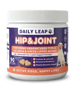 DailyLeap Hip & Joint Mobility Bites for Dogs - Natural Joint Health Supplement with Green-Lipped Mussel, Undenatured Type II Collagen, MSM, Glucosamine, Chondroitin Sulfate, Omega-3 & Curcumin - Supports Joint Health, 90 Soft Chews