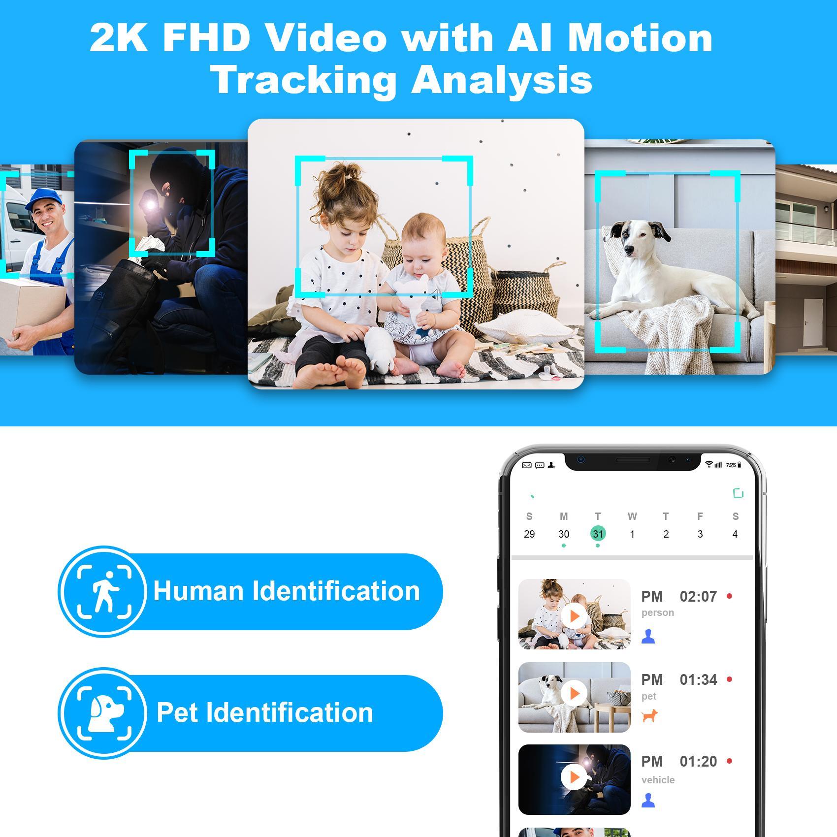 Vision Well Wireless outdoor security camera, IP65 waterproof rating, infrared motion detection, two-way talk, support SD card and cloud storage