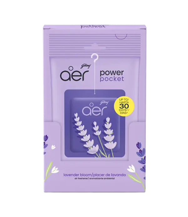 Godrej Aer Power Pocket Lavender Bloom Hanging Air Freshener (Pack of 6) - Calming Home Fragrance for Bedrooms, Long-Lasting Scent, Simple to Use, Responsible Design Home Care Supply