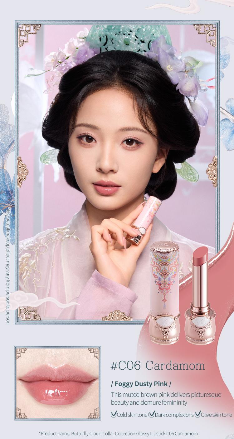 Flower Knows Butterfly Cloud Collar Collection Glossy Lipstick, High-Quality Pigmentation, Long-Lasting, Nourishing Shine, Comfortable Wear, Christmas Cosmetic Gift