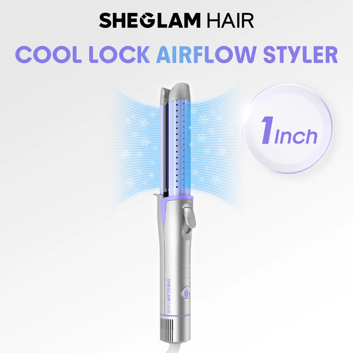SHEGLAM HAIR Cool Lock Airflow Styler | Curling Irons&Hair Straightener | 1inch/25mm | 360° Cooling Airflow | 4-Level Temps | Water-Based Ceramic Coating | Universal Voltage | Less Damage#flat iron #straightener,back to school,back to school haul