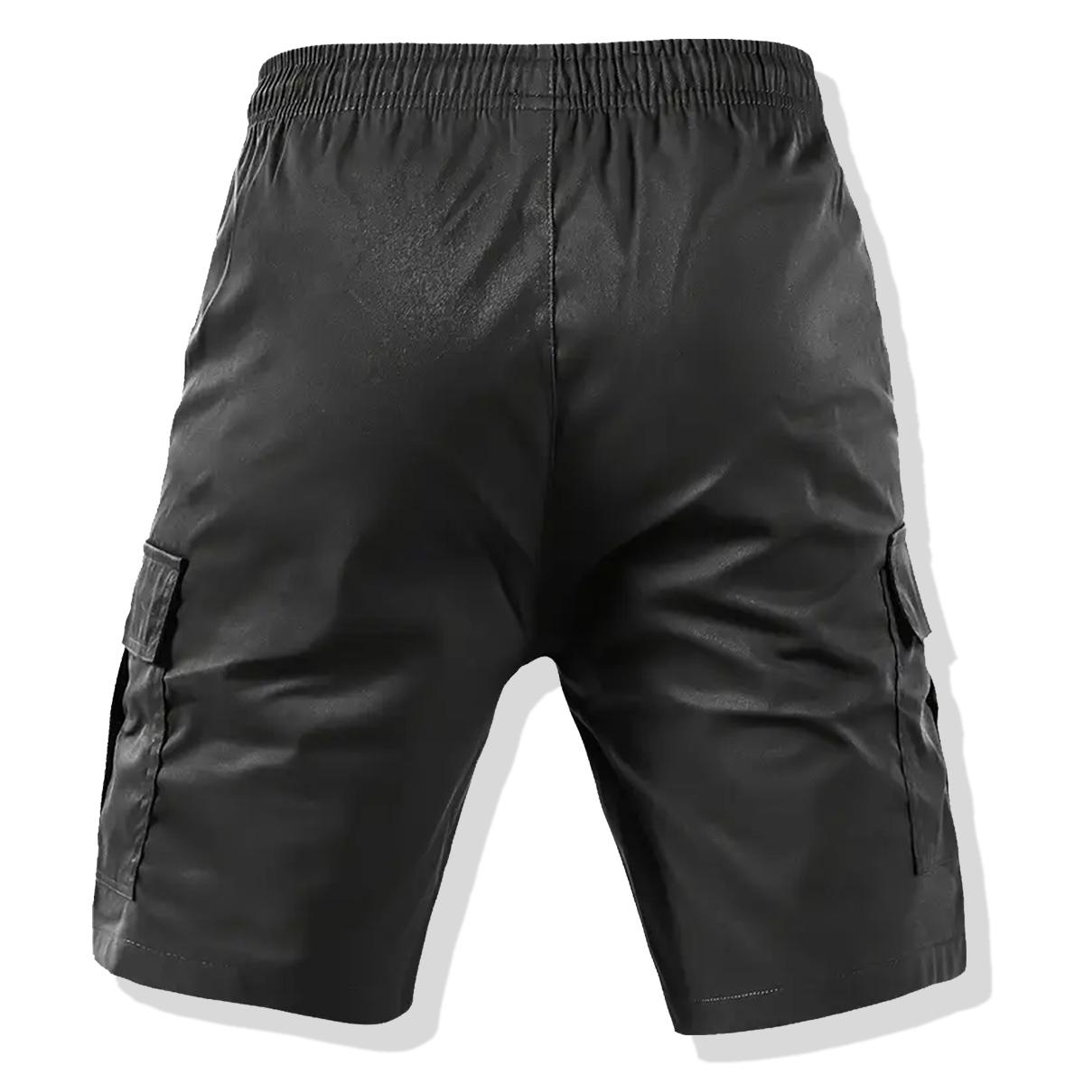 Men's Casual Solid Color Cargo Shorts - Regular Fit Drawstring Cargo Shorts with Side Pockets - Suitable for Summer Outdoor Leisure and Work