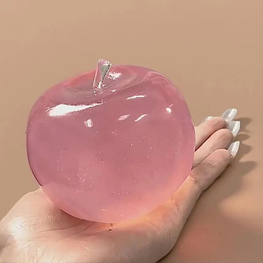 Crystal Apple Ornament, soft, ultra-thin material, stress-relief toy, tactile sensory toy, office desk decoration, non-edible gift, decorative ornament