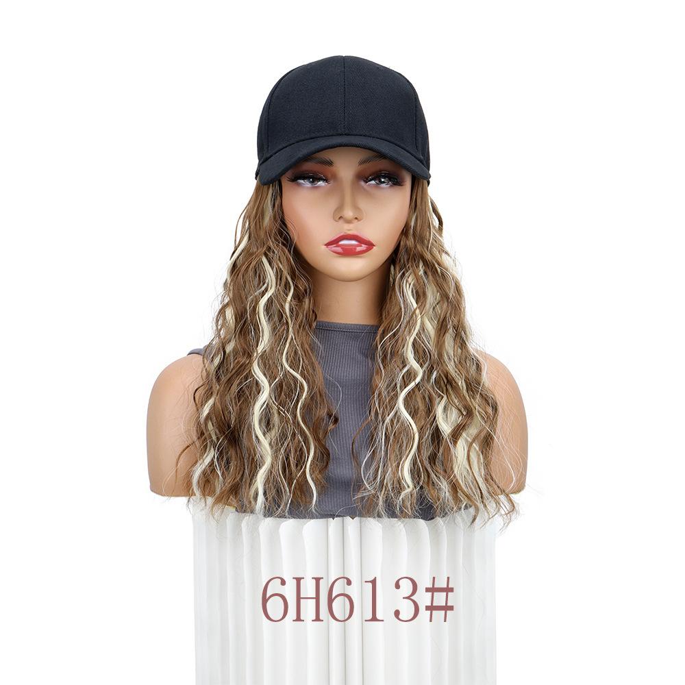 17.7inch Bob Hair With Baseball CapWave Curly Hair Hat Short SyntheticHair Extensions For Women