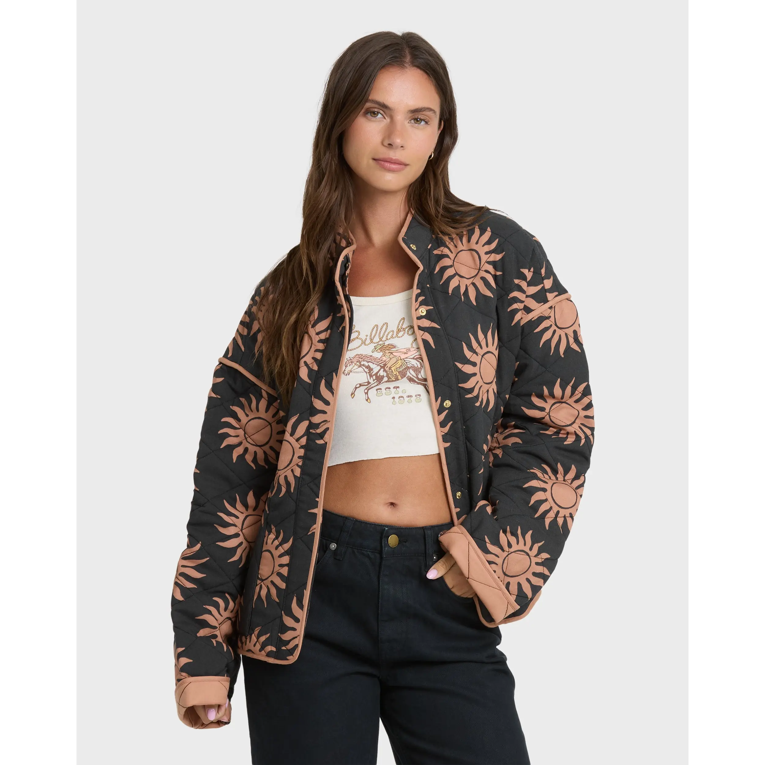 Folk Story Quilted Jacket - Black Sands