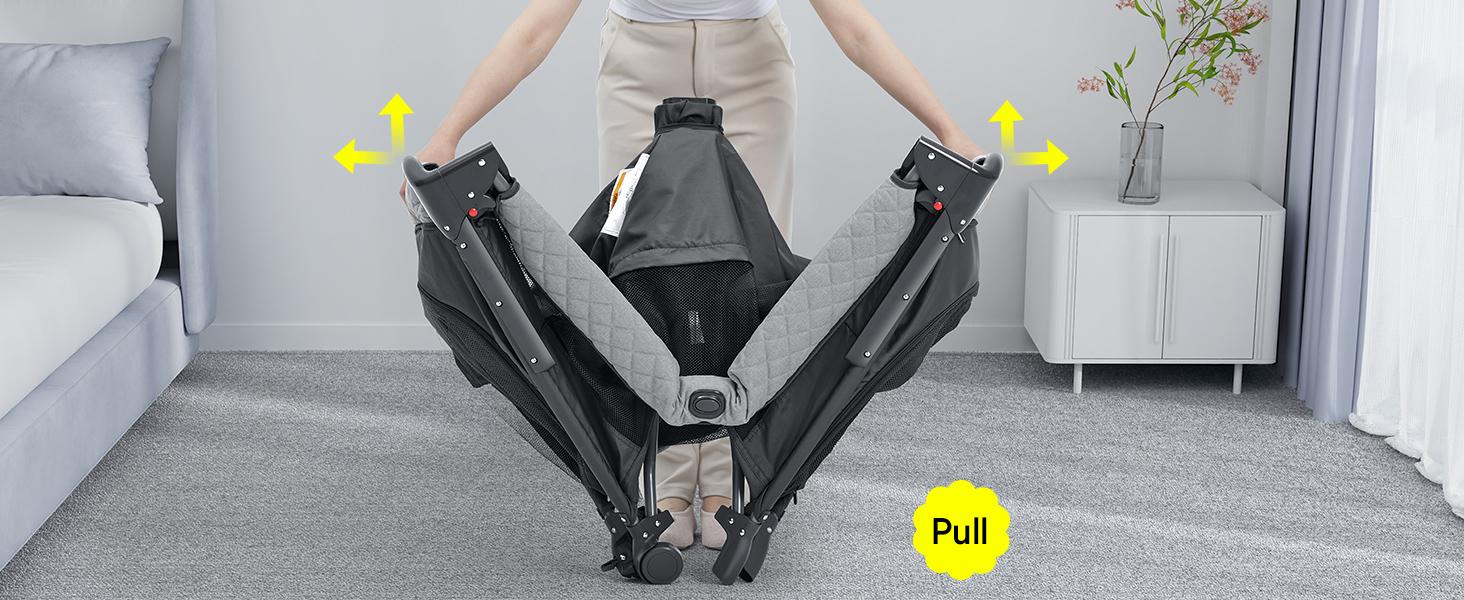 BabyBond Baby Crib 5 in 1 Foldable Baby Bassinets Bedside Sleeper,Large Playard Pack with Mattress, Storage Basket and Mosquito Net, Height Adjustable for Nursery, Ideal Chirstmas Gift for Baby,  Babyshower Gift