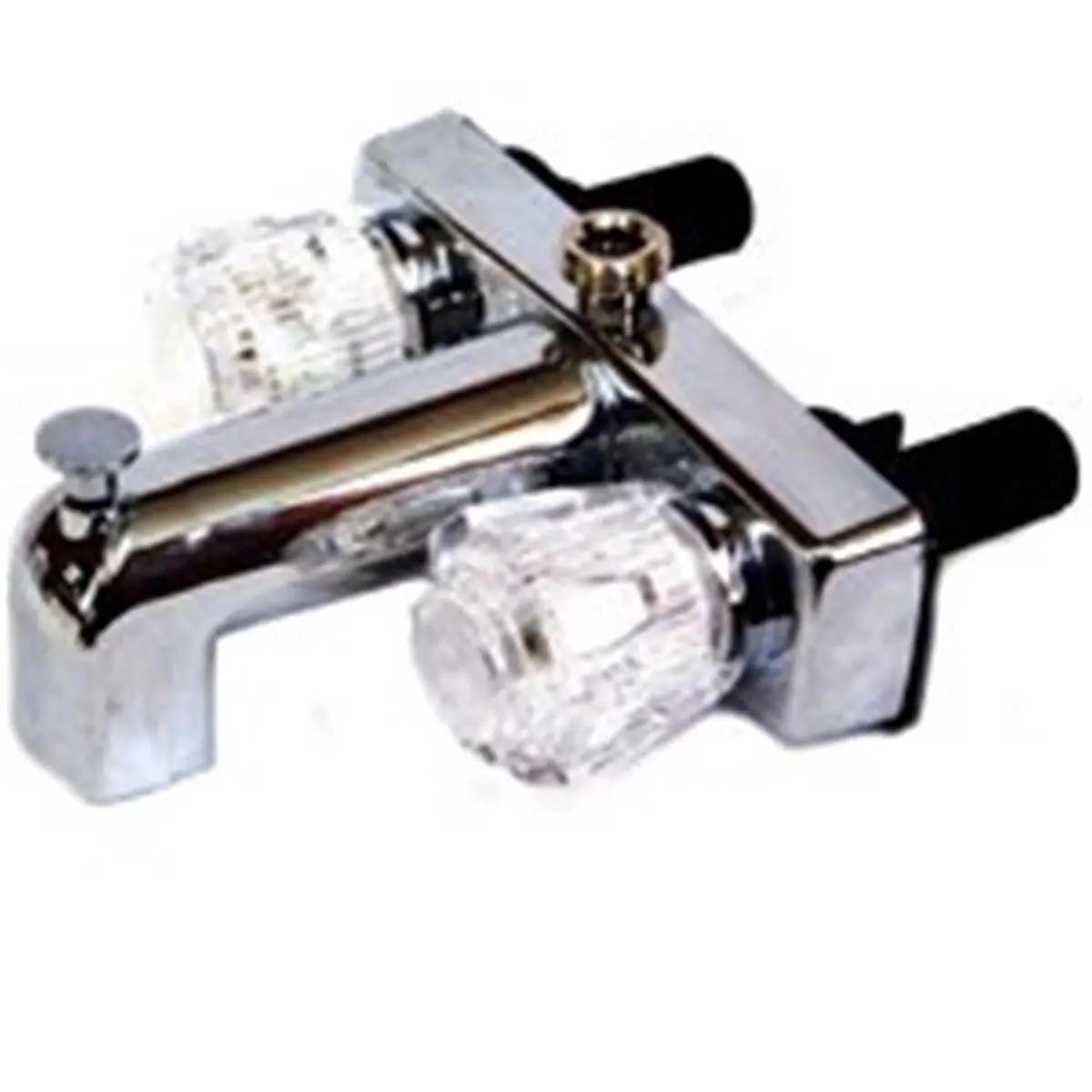 RV-022B Plastic RV Tub-Shower Diverter with Underbody Design, P-138C Faucet Stem, P-145C Handles, 0.9 lbs, 1/2 in Water Inlet, 4 in Center, 12.1x8.5x7.5 in Dimensions