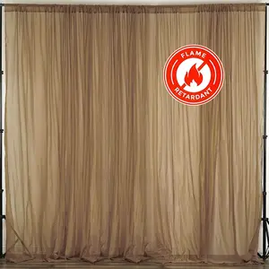 2 Pack 5ftx10ft Gold Chiffon Backdrop Drape Curtains, Durable Flame Resistant Sheer Organza Event Divider Panels With Rod Pockets