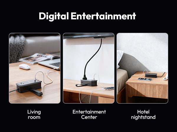 NTONPOWER 100W GAN Ultra Travel Power Strip, 7-in-1 USB C Charging Station with 3 Outlets 4 USB (2 Fast Charge)& 5FT Extension Cord, Compact Desktop Charger for MacBook, iPhone, Cruise, Office, Black