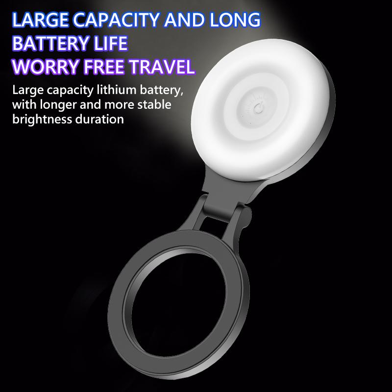 Magnetic Beauty Selfie Light for Phones, Portable Rechargeable LED Ring Light, 180° Flippable Phone Fill Light for Selfies, Makeup, Live Streaming, Video Calls