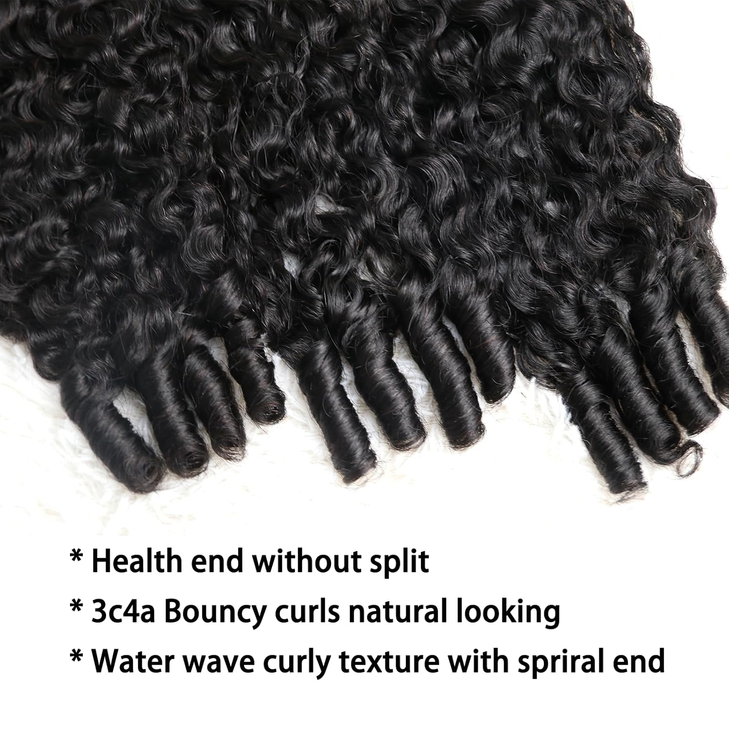 Burmese Curly Bundles Human Hair 3 Bundles Wet and Wavy Hair Bundle Quick Weave for Women Water Wave with Spiral Curly End Hair Extensions Natural Black