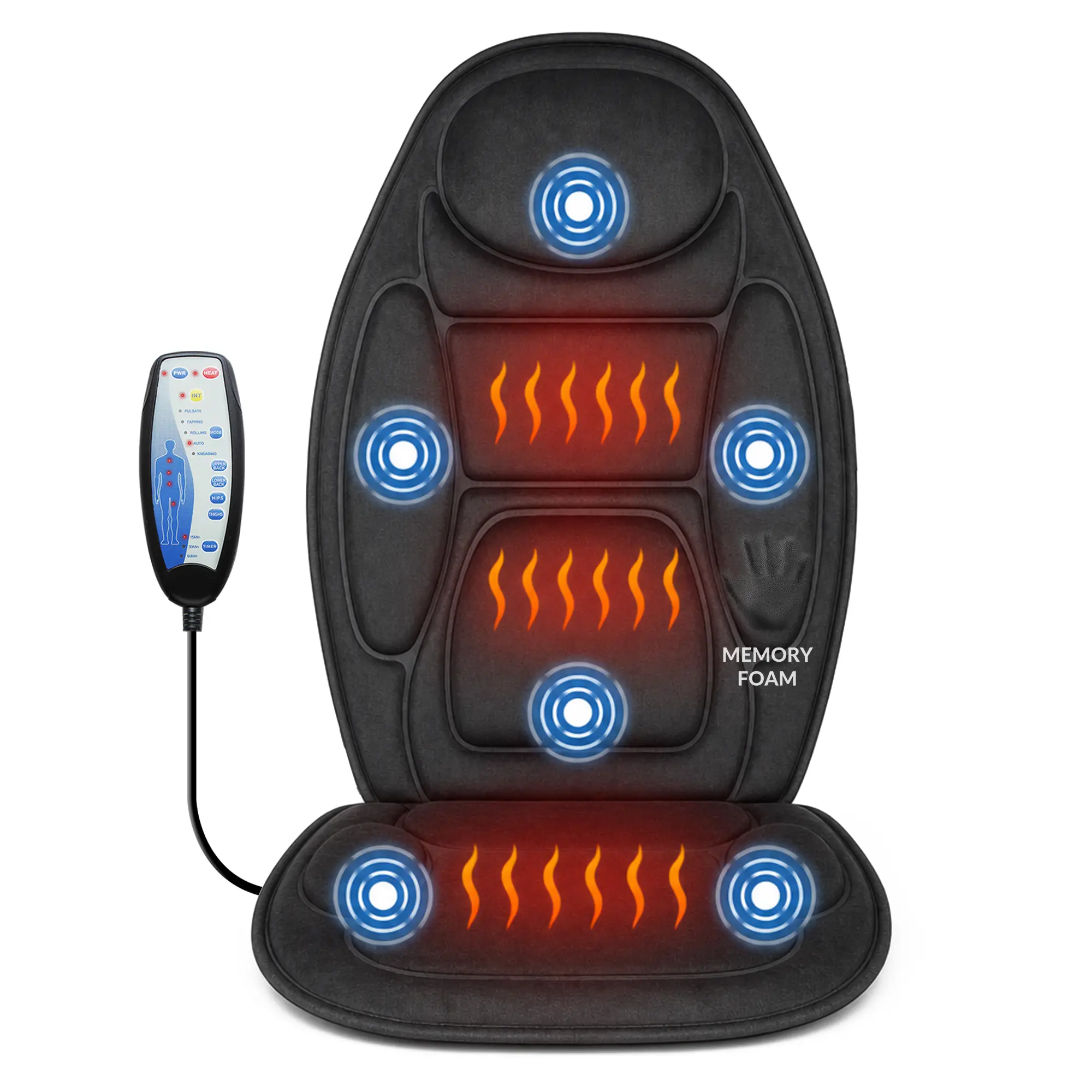 Snailax Vibration Back Massager, Heated Seat Cushion with 6 Motors and Seat Warmer for Pain Relief, Adjustable Chair Pad for Home Office Selfcare, Vibration Machines, Massage Machine, Tension, Shoulder Pain Relief
