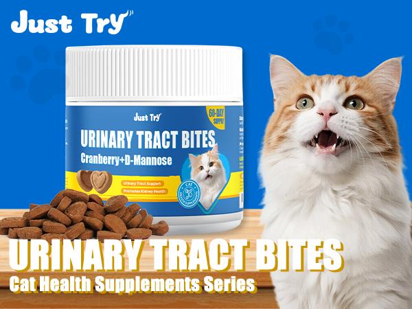 Just Try Urinary Tract Cat Bites - Urinary Support with Cranberry & D-Mannose Bladder Health Formula - Chicken Flavor 6.35 oz