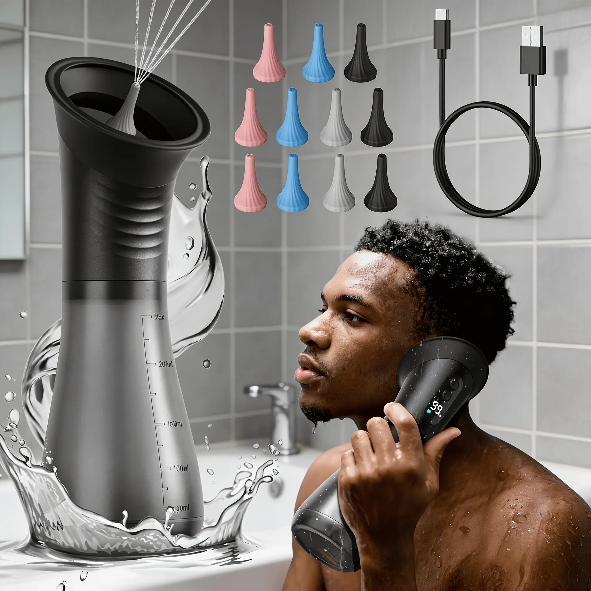 Household Electric Ear Cleaner, Dual Tank Circulation, 3 Water Pressure Settings, Ear Canal Cleaning Care Tool Kit
