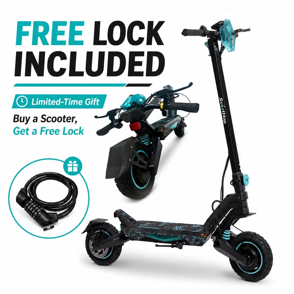 SCOOTHOP G2/G2 Pro Adult Folding Commuter Electric Scooter - G2Pro 2000W Dual Motors, 35 mph Top Speed, 35 mi Range, 10-Inch Off-Road Tires, Shock Absorption System, Lightweight Rechargeable Scooter, Folding Commuter Scooter