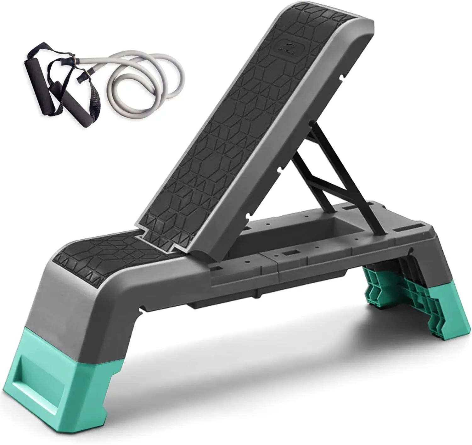 Multifunctional Home Gym Exercise Step Platform - Foldable Strength Training Equipment with Adjustable Dumbbell, Weight Bench, Adjustable Heights, Anti-Slip Textured Surface, Compact Design, Resistance Band, Rubber Grip Feet for Workout