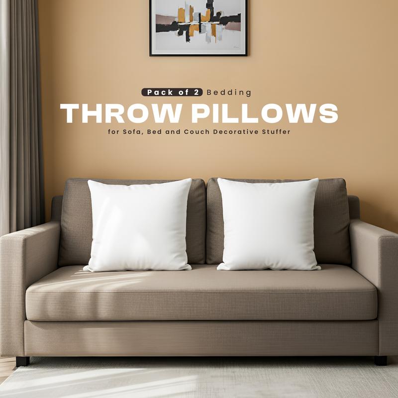 Utopia Bedding White Soft Throw Pillow Inserts – Multiple Sizes & Packs – Plush Brushed Fabric, Breathable & Durable – Sofa, Couch & Bed Decorative Cushion Inserts