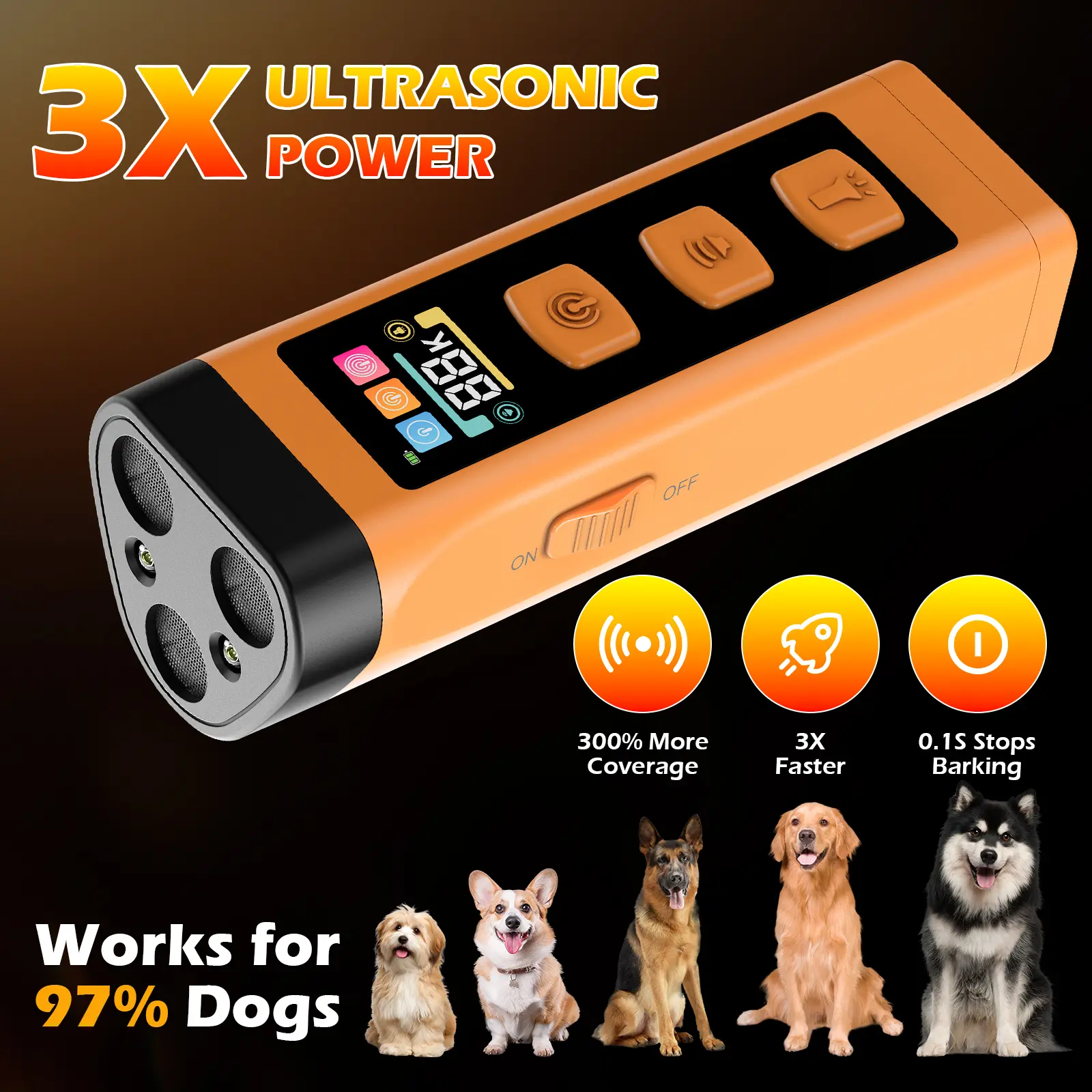 Dog Training Collar - Handheld Rechargeable Bark Stopper with 3 Modes, Effective Up to 50 ft