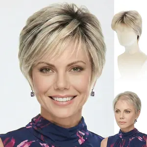 Tamsin - WIGYY Short Ombre Blonde Pixie Cut Wig, Glueless Lace Front Wig with Natural Hairline, Protein Fiber, Heat Resistant, Lightweight Cap, Daily Wear Ready-to-Go Style