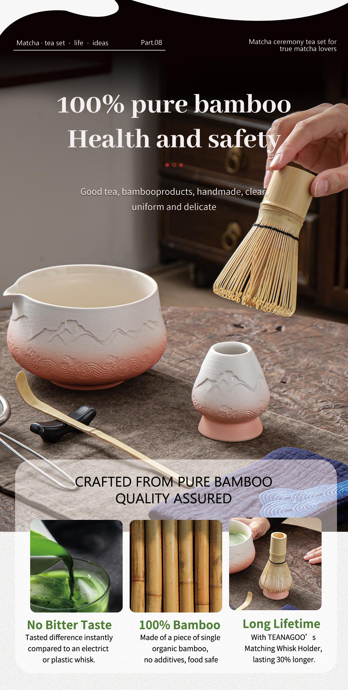 TEANAGOO Christmas Blue Matcha Set 7-Piece Matcha Kit with Gradient Ceramic Bowl Bamboo Whisk Scoop & Sifter Cozy Holiday Gift for Tea Lovers