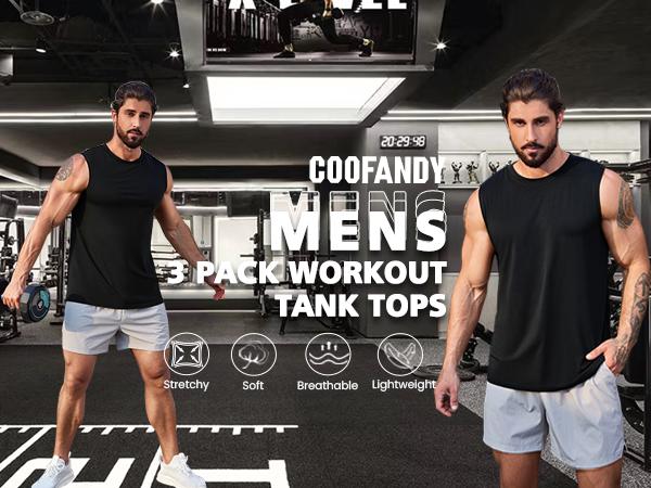 COOFANDY Men's 3 Pack Workout Tank Tops Gym Muscle Tee Bodybuilding Fitness Sleeveless T Shirts