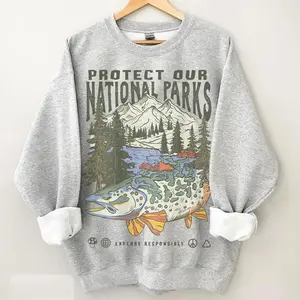 Protect Our Parks Sweatshrit, 90s National Parks Shirt, National Parks Sweatshirt, Oversized Shirt, Nature Lover Gift, Hiking Camping Pullover, Casual Wear, Classic Fit, Printed Crewneck Sweatshirt