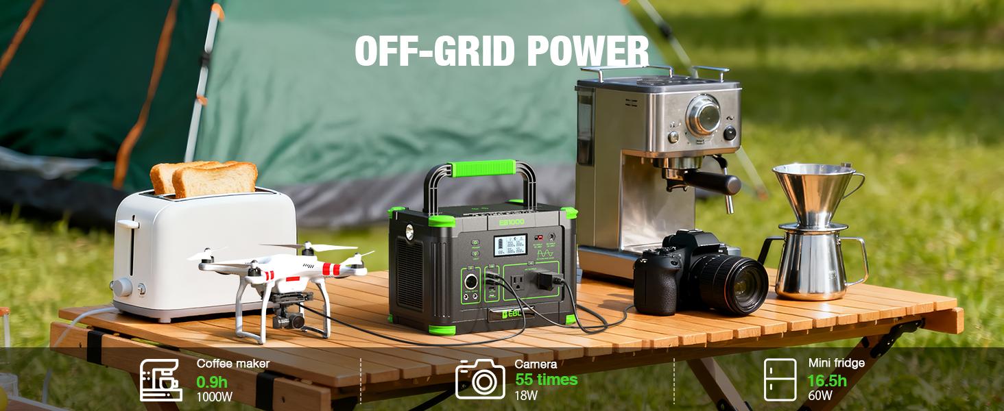 Outdoor Power Station: EBL1000W Solar Generator w/ 999Wh Battery | Powers Home Essentials & Camping Gear