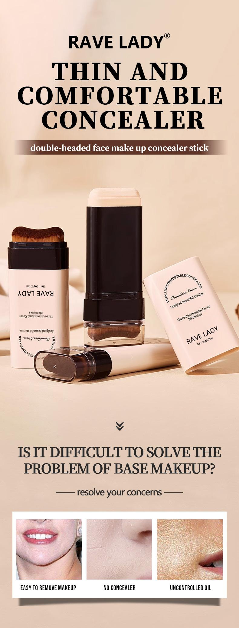 2-In-1 Concealer Foundation Stick, Covers Dark Circles, Waterproof Sweatproof Makeup, Flawless Daily Use, Long-Lasting Coverage, Concealer Foundation Hybrid 2-In-1 Concealer Foundation Stick, Covers Dark Circles, Waterproof Sweatproof Makeup, Flawless Daily Use, Long-Lasting Coverage, Concealer Foundation Hybrid