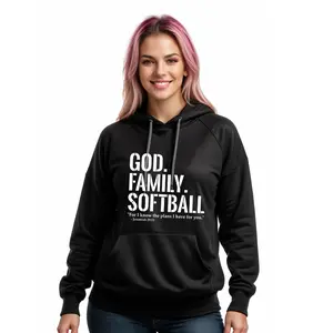 God. Family.  Softball Hoodie (Youth Collection)