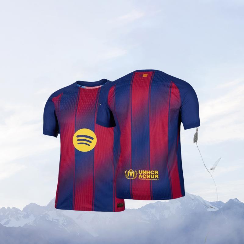 10# Lamine yamal 25 26 Home Short Sleeve Soccer Jersey Fans Version Red Blue