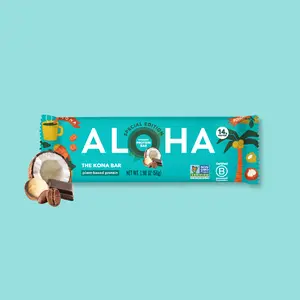 ALOHA The Kona Bar | 6 Bars | 14g Plant Protein, 5g Sugar | Real Kona Coffee + Macadamia Nuts + Coconut | Vegan, Gluten-Free | Made with Hawaiian Ingredients