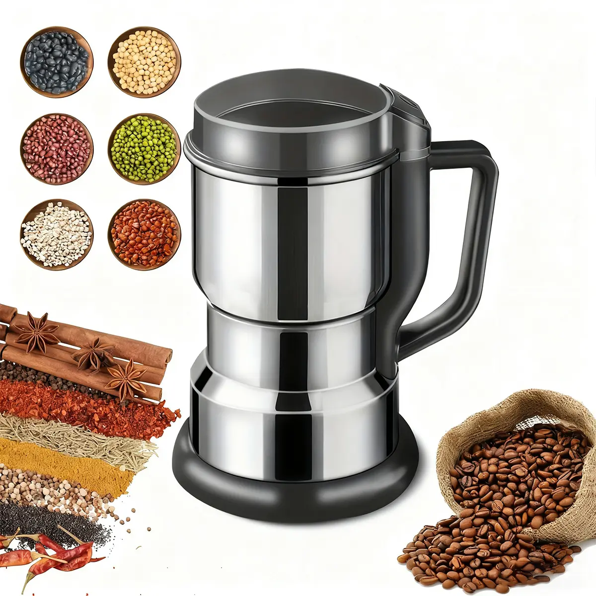 Electric Coffee & Spice Grinder – Fast & Easy Grinding for Beans, Nuts & Grains, Multifunctional Kitchen Essential for Daily Use