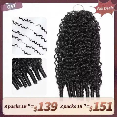 QVR Burmese Curly Crochet Hair Natural Black eparated Crochet Braids Machine Made Feather Crochet Human Hair Extension Miracle Knots Boho Braids #SummerWins #DealsForYouDays #SohoChic Campaign