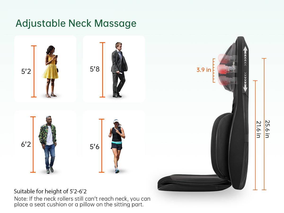 Snailax Full Body Massage Chair Pad -Shiatsu Neck Back Massager with Heat & Compression Adjustable Home Appliances Gift