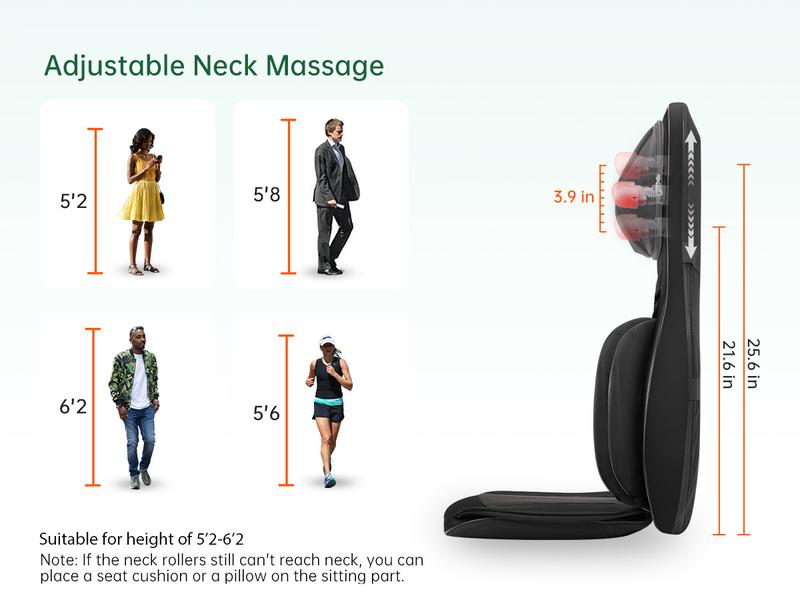 Snailax Full Body Massage Chair Pad -Shiatsu Neck Back Massager with Heat & Compression Adjustable Home Appliances Gift