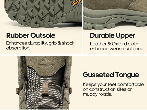 NORTIV 8 Men's Waterproof Work Military Tactical Boots Rubber Toe Leather Outdoor Hiking Motorcycle Combat Boots
