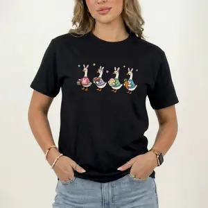 Just A Happy Easter Goose T-Shirt, Silly Goose Graphic Tee, Cute Spring Holiday Shirt for Women, Funny Easter Bird Shirt, Pastel Easter Gift