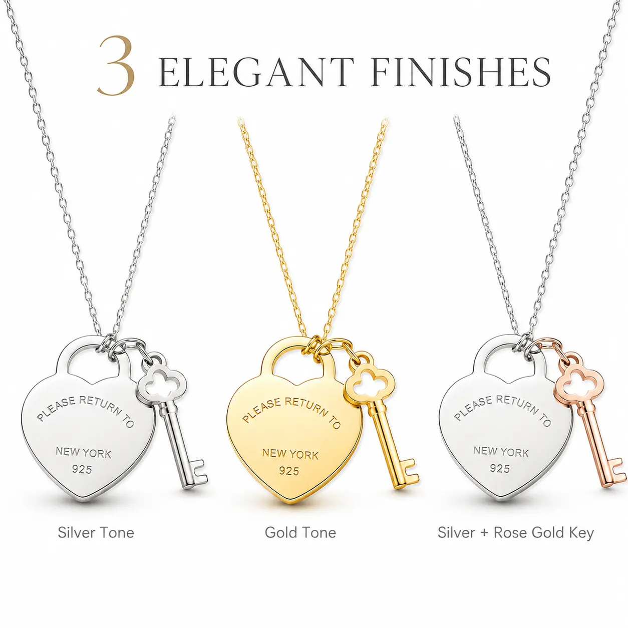 Women's T Family Heart Key Pendant Elegant Necklace - Niche Design Versatile Collarbone Chain, Festive & Party Fashionable Jewelry Accessories, Stylish Accessories
