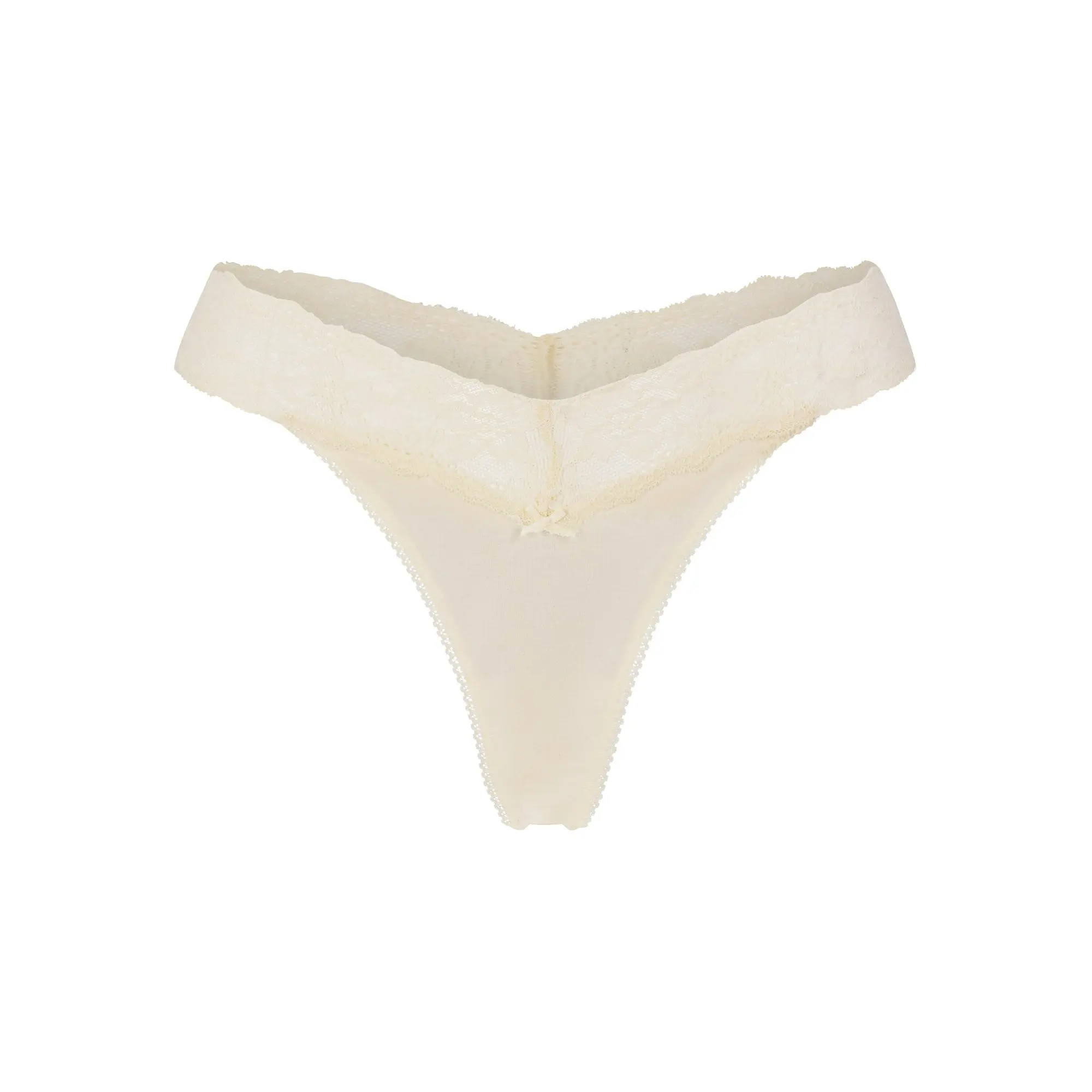 SKIMS LIGHTWEIGHT COTTON WIDE LACE THONG