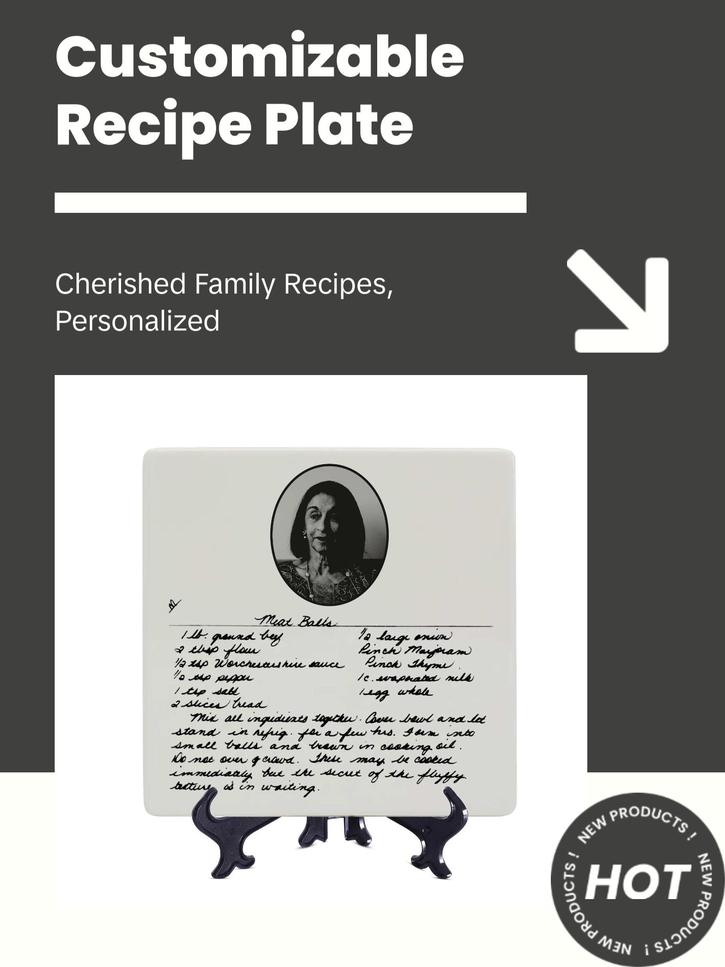 Mother’s Day Gift, Personalized Recipe Plate, Custom Plate, Family Recipe Keepsake, Custom Recipe Gift, Handwritten Plate, Square Plate Ceramic Traditional Collection