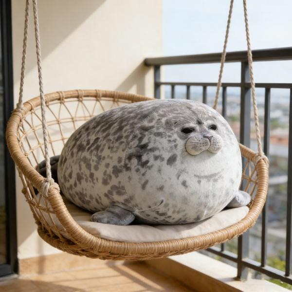 Chubby Blob Seal Pillow 11.8" Stuffed Cotton Plush Animal Cute Ocean Companion Valentine's Day Easter Gift for Kids Adults