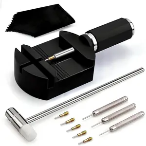 Watch Link Removal Kit, Watch Band Adjustment Sizing Tool Set with Watch Hammer, Spring Bar & Extra Pins Replacement for Watch Strap Repair