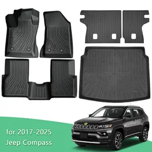 KUST 3D Floor Mats & Trunk Mat for Jeep Compass 2017-2025 TPE Odorless All Weather Cargo Liners with Backrest Mat Anti-Slip Design Eco-Friendly Safe Materials Durable Elastic Waterproof