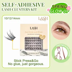 Lashterally Natural Wispy Self-adhesive Lash Clusters Kit Glue Free Eyelashes Easy Removal 10mm/12mm/14mm 90 Clusters Makeup Cosmetic Flawless
