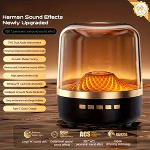 RGB Bluetooth Speaker with Colorful Glass Lights, 360°Surround Sound & Powerful Bass, Perfect for Room Decorand Parties