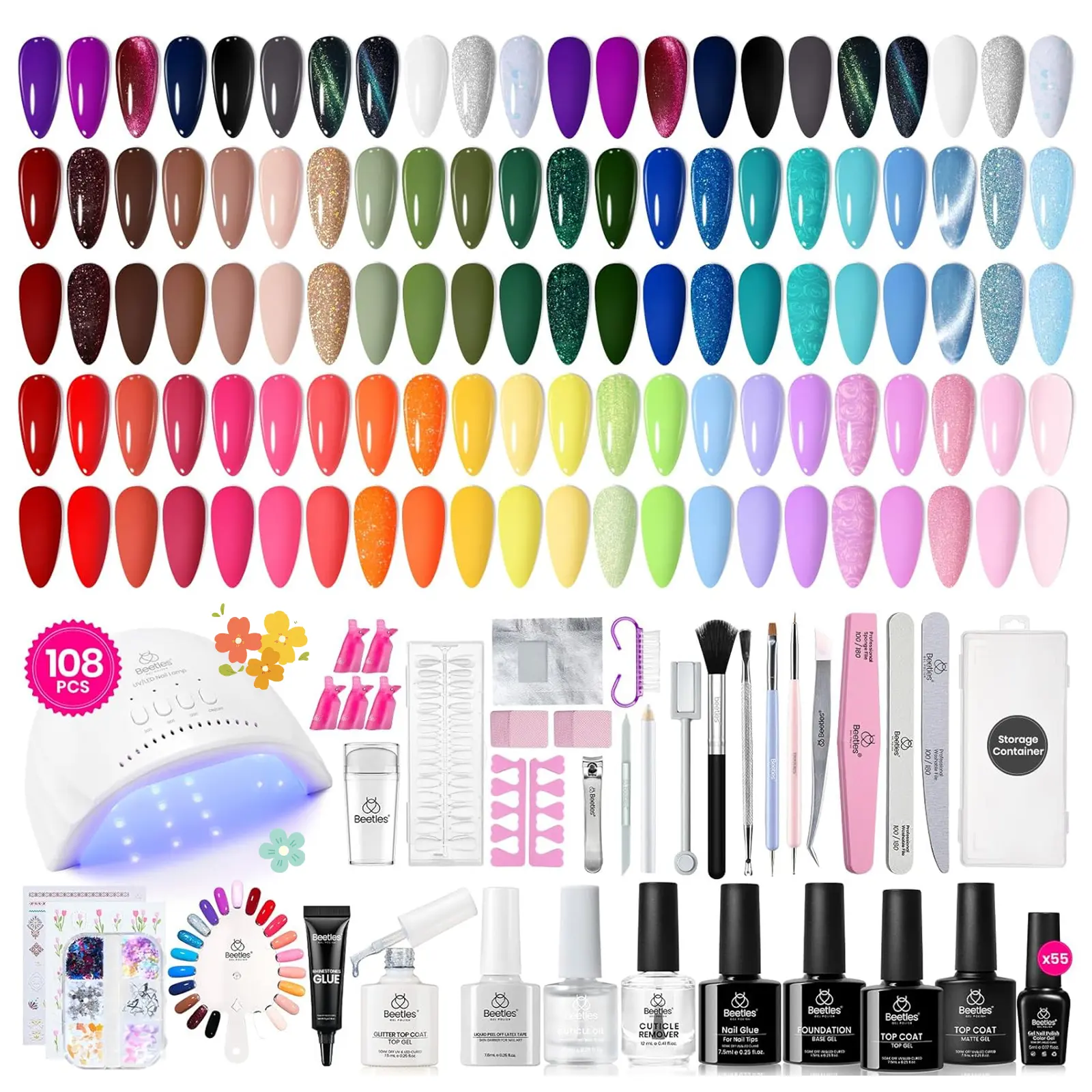 Beetles Gel Nail Polish Manicure Starter Kit【Top Base Gel&Diamond Decorations&Stickers&Manicure Tools】DIY Nails Art Gift for girl Gift for woman gel x nails salon nails at home Curtics mothersdaygift Spring Nail Summer Nail Vacation Nail #SummerVibes